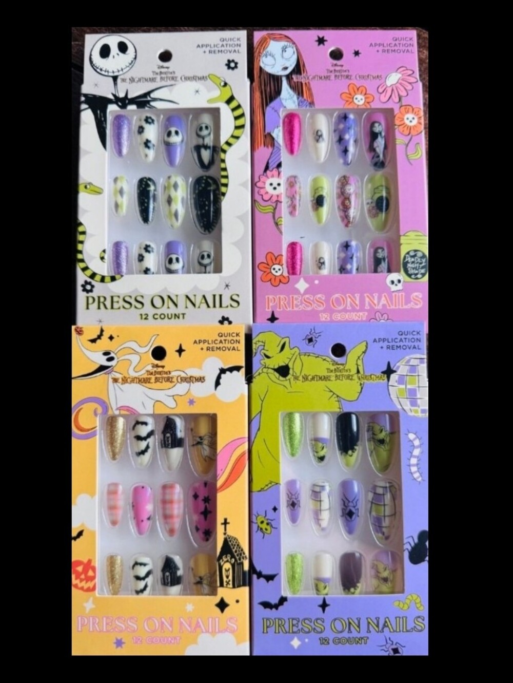 NIB Disney Nightmare Before Christmas Press On Nails Halloween Nail Set